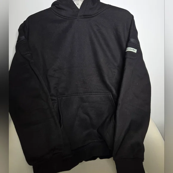 NEW COMFRT Black Sleeve Hoodie with Zipper Pocket. - Picture 2 of 9